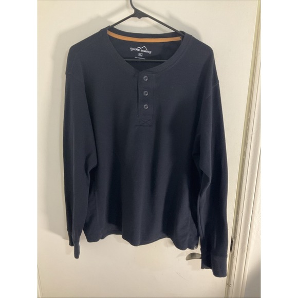 Eddie Bauer Other - Eddie Bauer Men's Long Sleeve Henley Shirt 1/4 Button Black Size XL